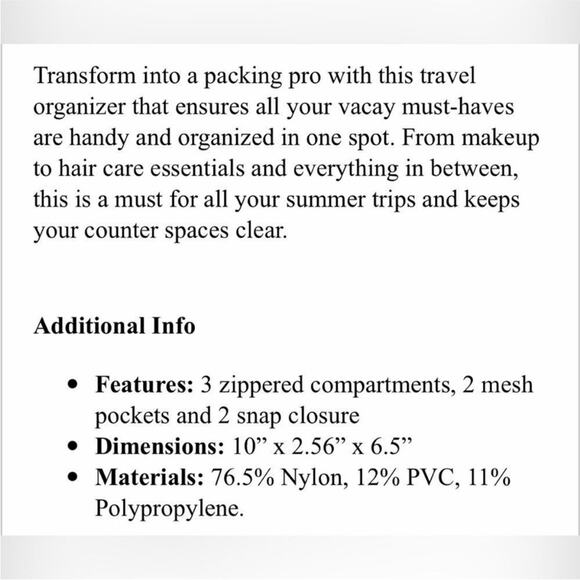 NWT NINE WEST Hanging Travel Vacation Floral Organizer Orange Pink FFF Fabfitfun - Picture 4 of 5